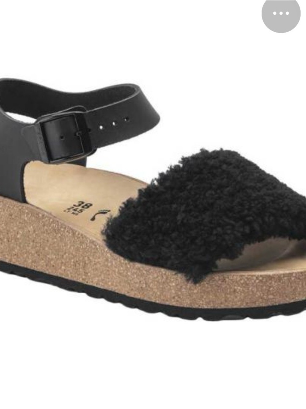 Birkenstock Glenda Papillio Black Leather Shearling Platform Sandal shoes NIB